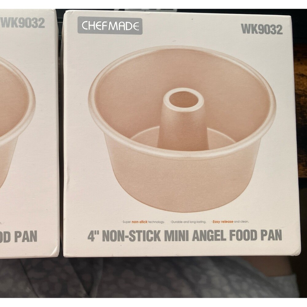 2 CHEFMADE Mini Angel Food Pan Set, 4 Inch Non-Stick Champagne Gold 1-2 Day Ship
